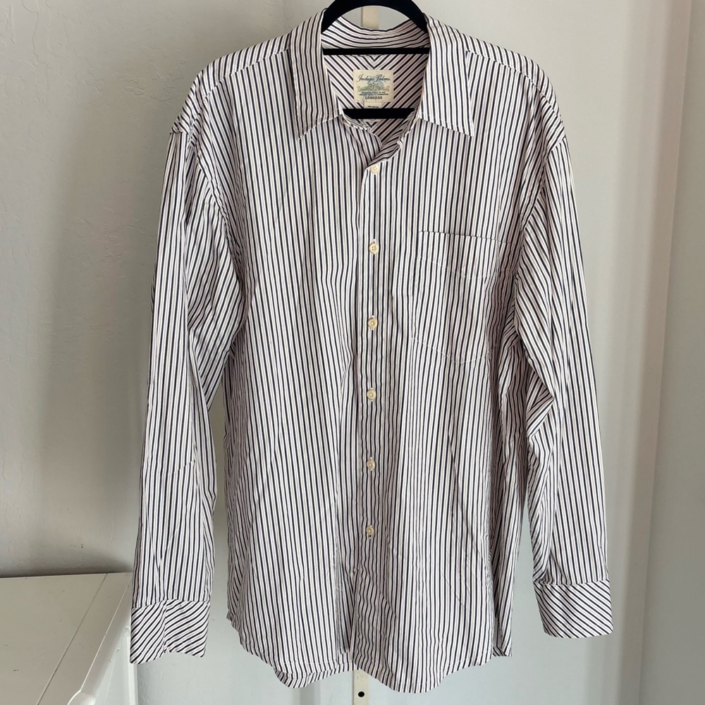 Indigo Palms Multicolor Stripe Cotton Collared Button Down Shirt, XL